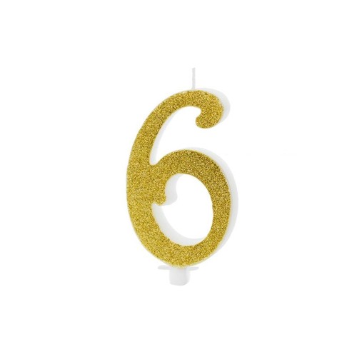 Candelina numero glitter oro - candelina, 6