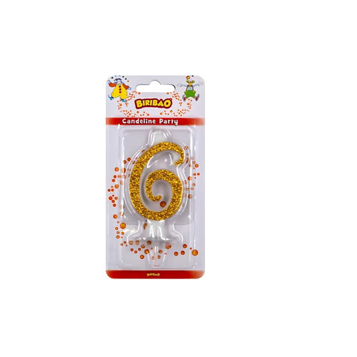 Candelina numero oro - numero, 6