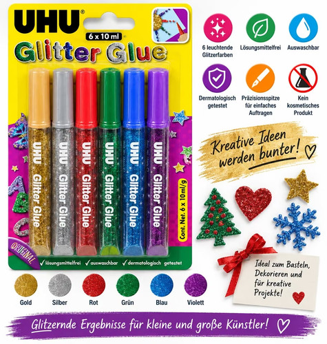 Uhu glitter glue 6x10 - ml, colla