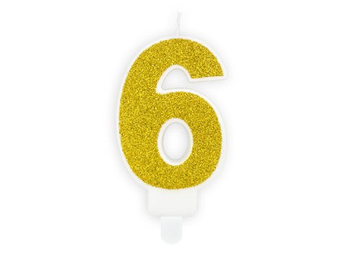Candela numero oro glitter - 6,