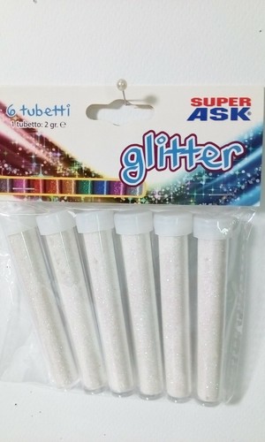 Tubetti glitter bianco set - bianco, 6