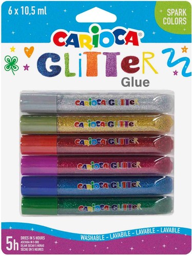 Carioca glitter glue - 6, colori