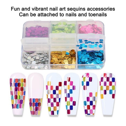 Paillettes unghie quadrate - quadrate, 6