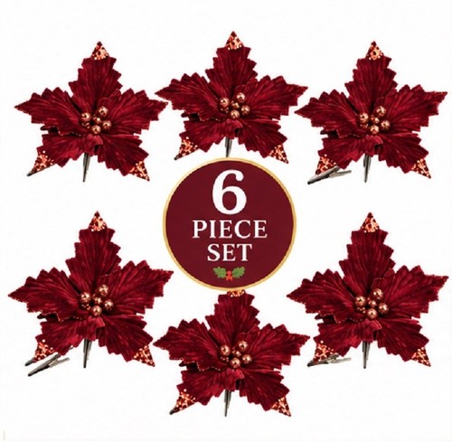 Poinsettia vino rosso clip - 6x,