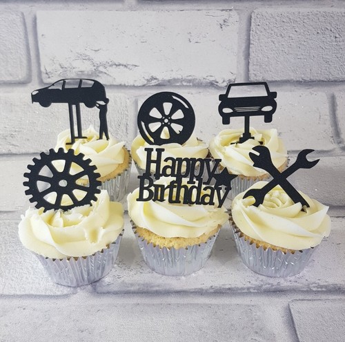 Topper cupcake nero glitter - topper,